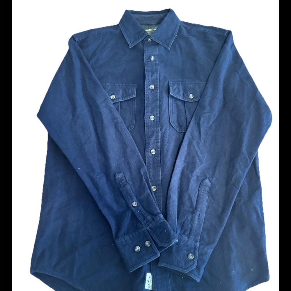 Vintage Eddie Bauer Heavy Cotton Shirt Jacket Sz Small Navy